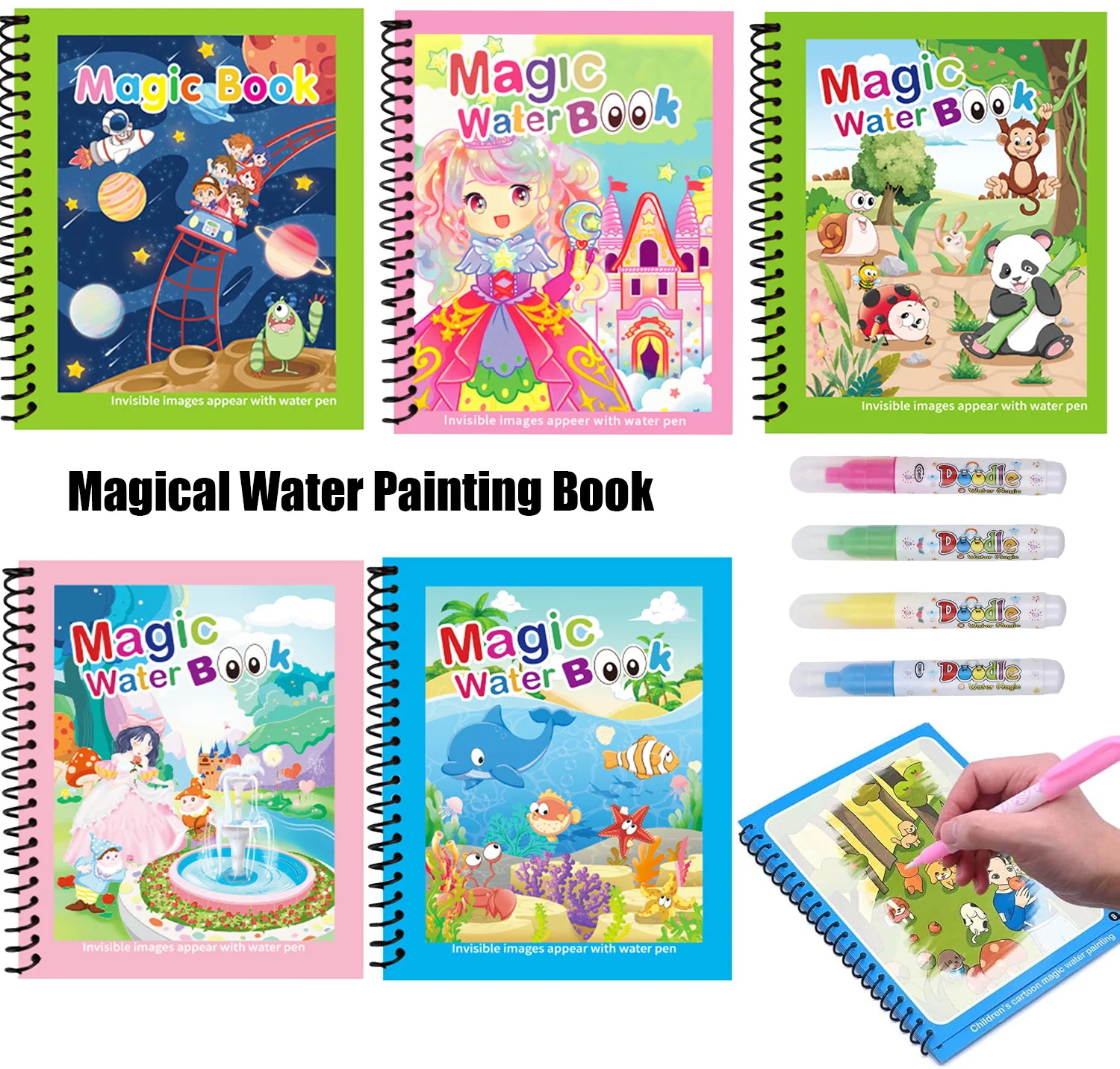 Libro de pintura reutilizable, - Reusable Water Magic Coloring Book reseña y precio