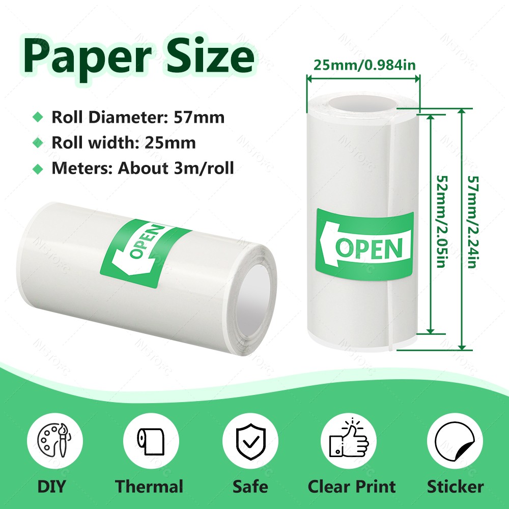 Papel adhesivo imprimible, 3 ~ - Mini Pocket Thermal Printer Paper Roll reseña y precio